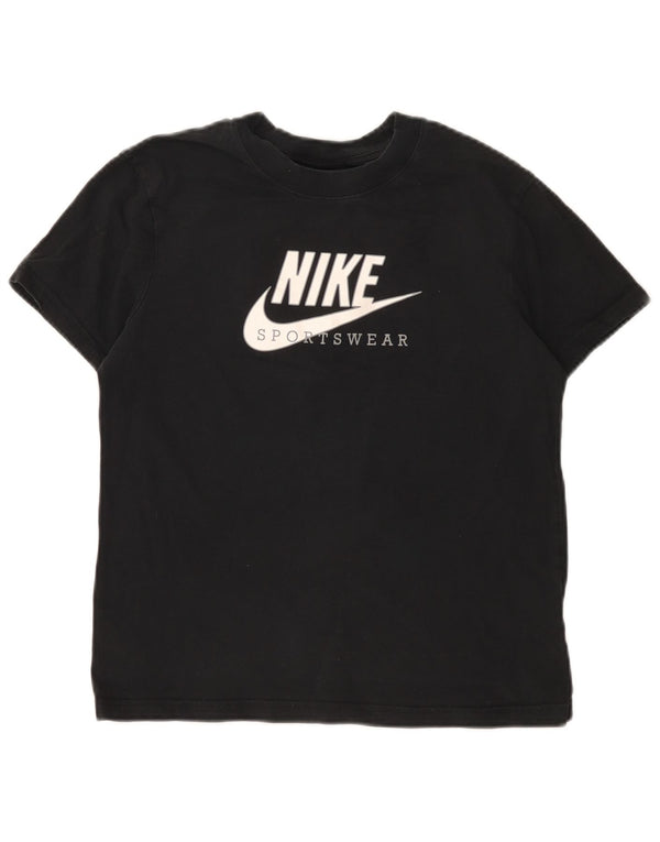 Camiseta gráfica feminina Nike UK 6 XS preta colorblock algodão