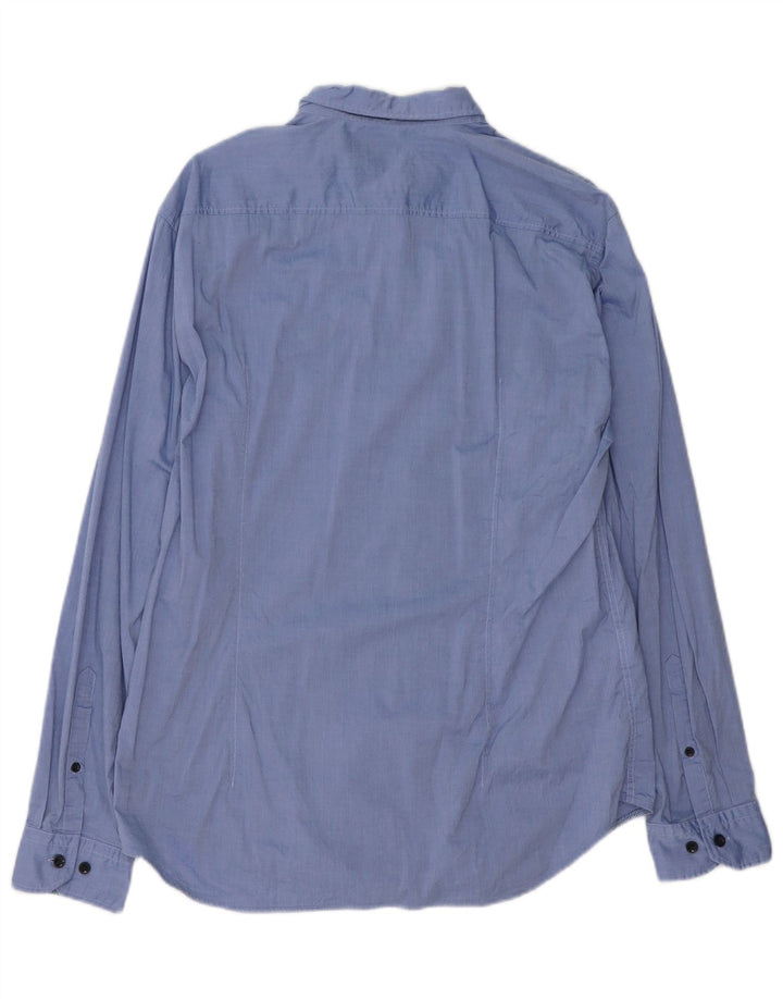 Camisa masculina de ajuste regular HUGO BOSS grande algodão azul