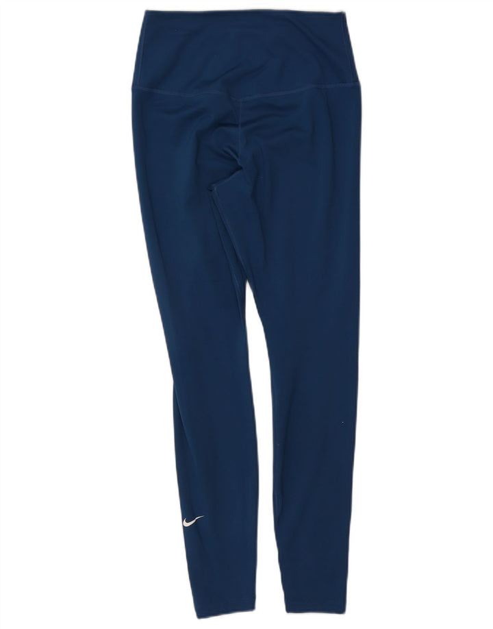 Nike Womens Dri Fit Leggings UK 8 Pequeno Azul Marinho Poliéster