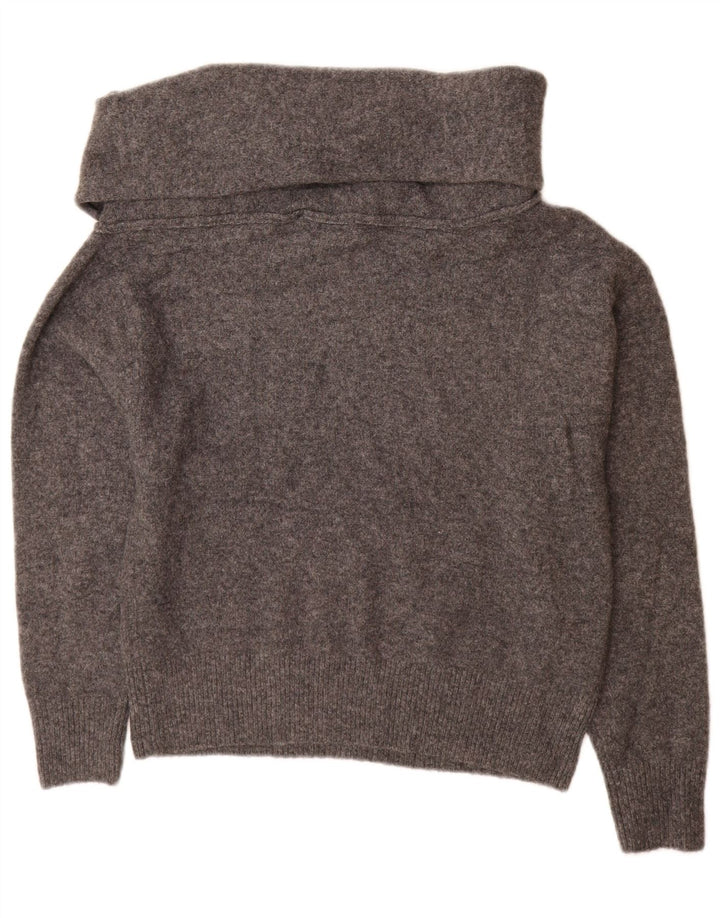 Suéter feminino Zara com gola xale grande e tamanho UK 10 poliéster cinza pequeno