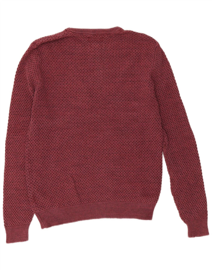 Suéter masculino Marks & Spencer com gola redonda, algodão médio vinho