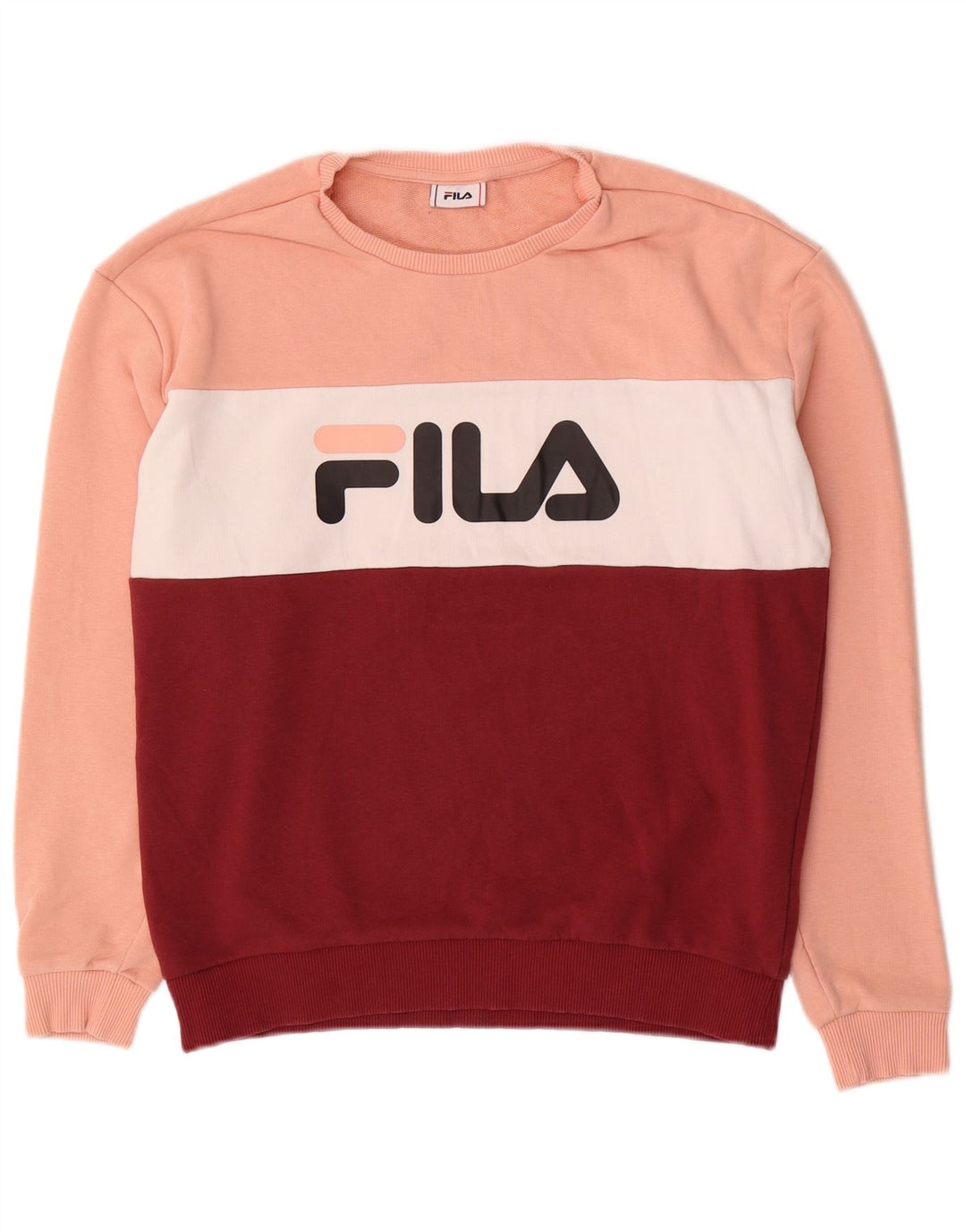 FILA moletom feminino jumper UK 16 grande bloco colorido multicolorido