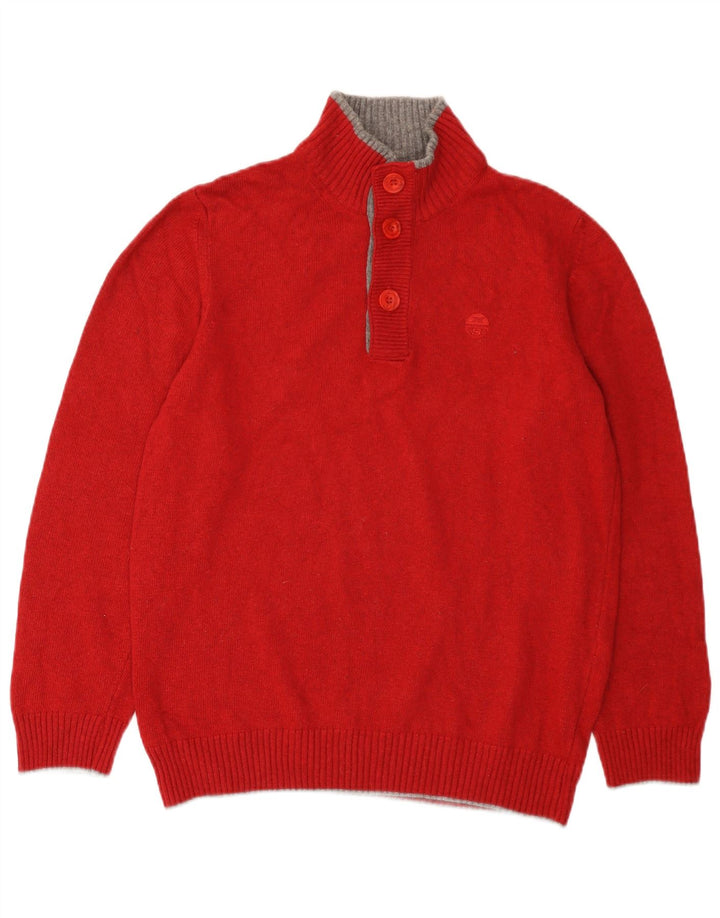 Suéter masculino North Sails com gola e botão grande vermelho