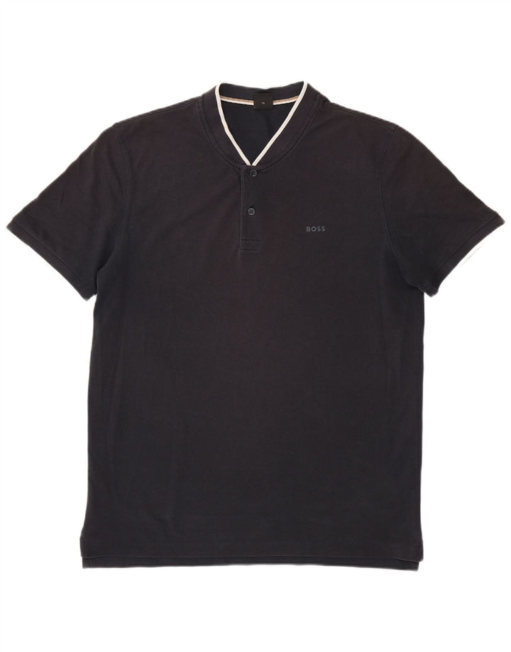 Camisa polo masculina Hugo Boss XL preta listrada