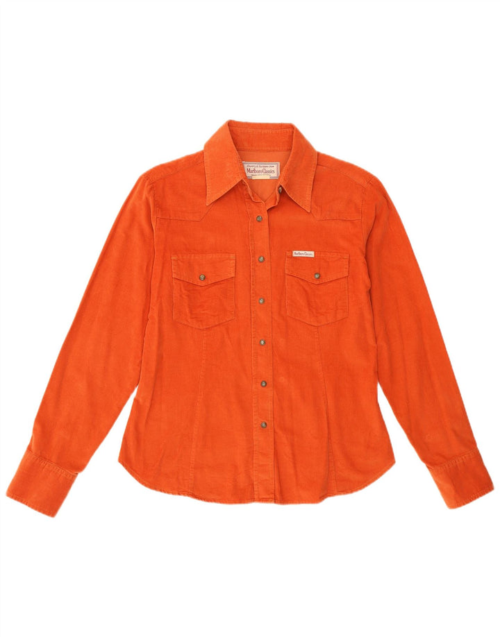 Camisa feminina de manga comprida Marlboro Classics UK 10 pequena laranja clássica