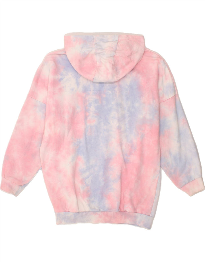 ELLESSE Womens Oversized Hoodie Jumper UK 6 XS Pink Tie Dye Cotton Vintage Ellesse and Second-Hand Ellesse from Messina Hembry 