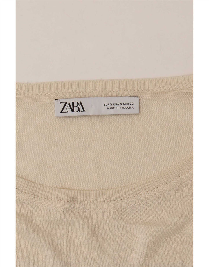 Bolero feminino Zara UK 10 pequeno listrado branco