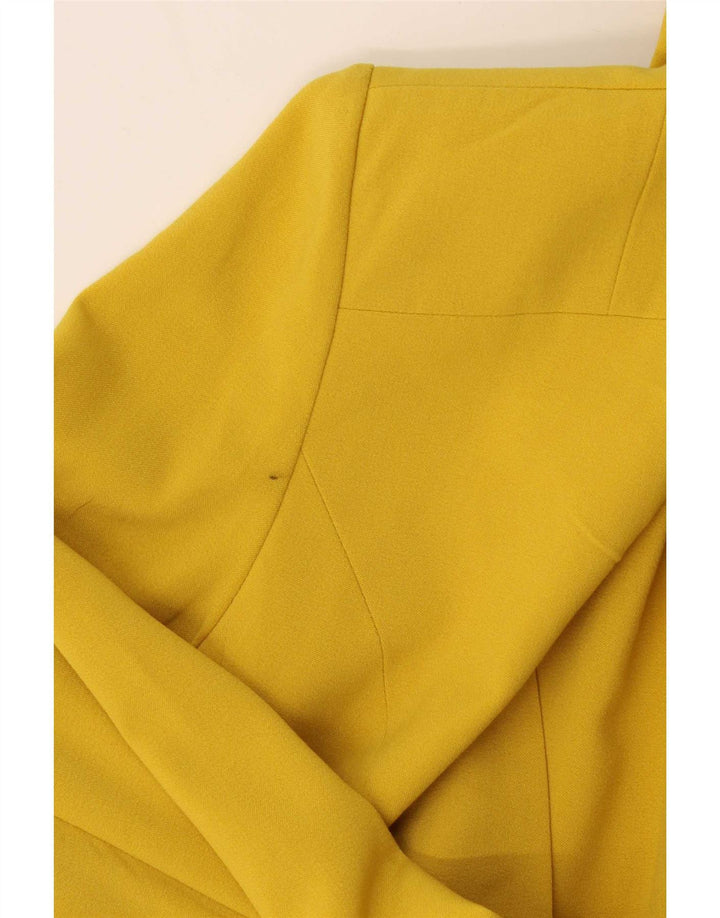 Jaqueta Blazer aberta feminina Marks & Spencer Reino Unido 12 poliéster amarelo médio