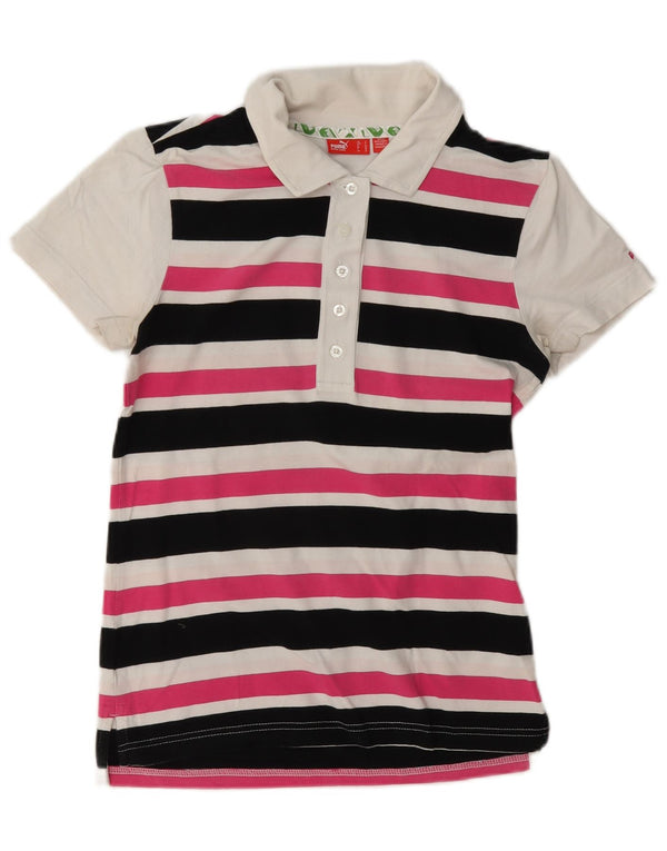 Camisa polo feminina Puma UK 10 pequena listrada multicolorida