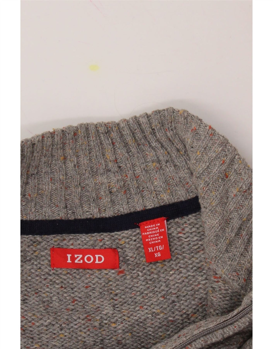 IZOD Mens Zip Neck Jumper Sweater XL Grey Fair Isle Acrylic Vintage Izod and Second-Hand Izod from Messina Hembry 