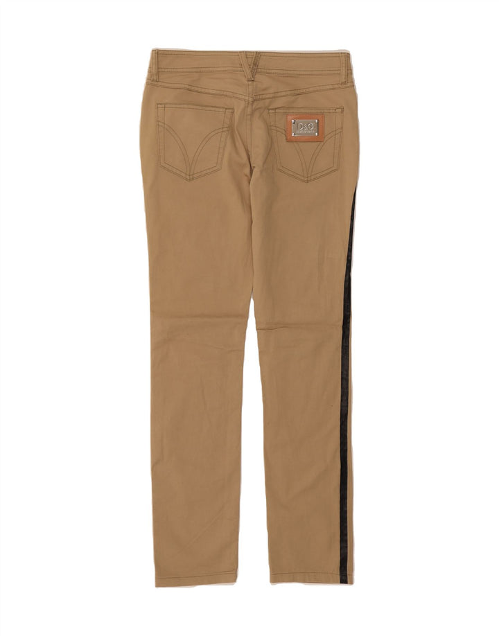 DOLCE & GABBANA Womens Slim Casual Trousers W25 L30 Beige Cotton Vintage Dolce & Gabbana and Second-Hand Dolce & Gabbana from Messina Hembry 