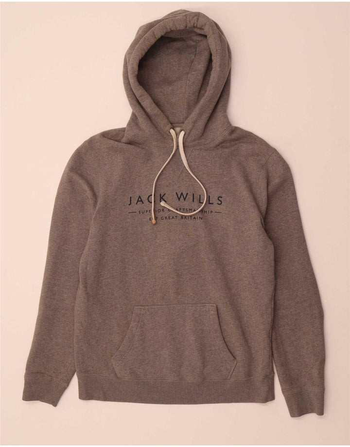JACK WILLS Suéter masculino com capuz gráfico pequeno algodão cinza
