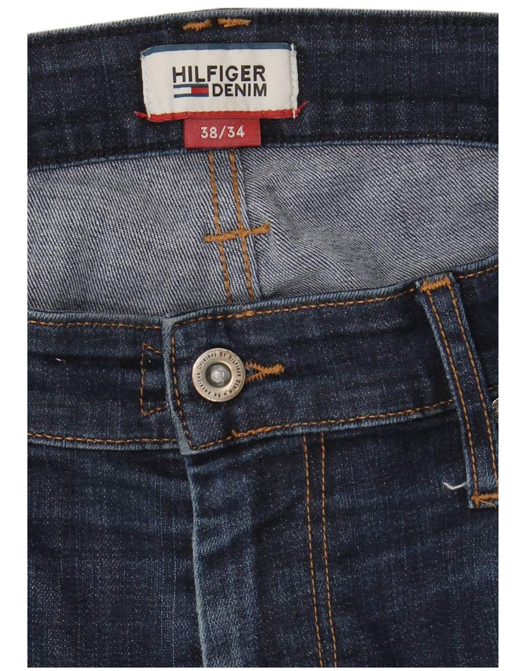 TOMMY HILFIGER Jeans retos masculinos W38 L34 azul marinho algodão