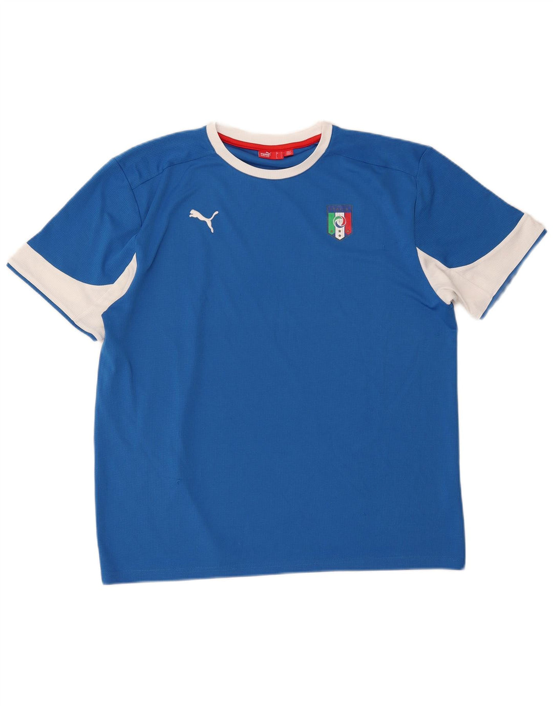 Camiseta masculina Puma Italia Graphic Top grande bloco colorido azul