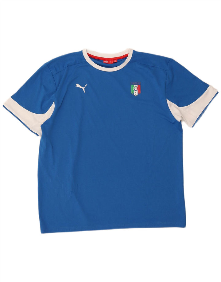 Camiseta masculina Puma Italia Graphic Top grande bloco colorido azul