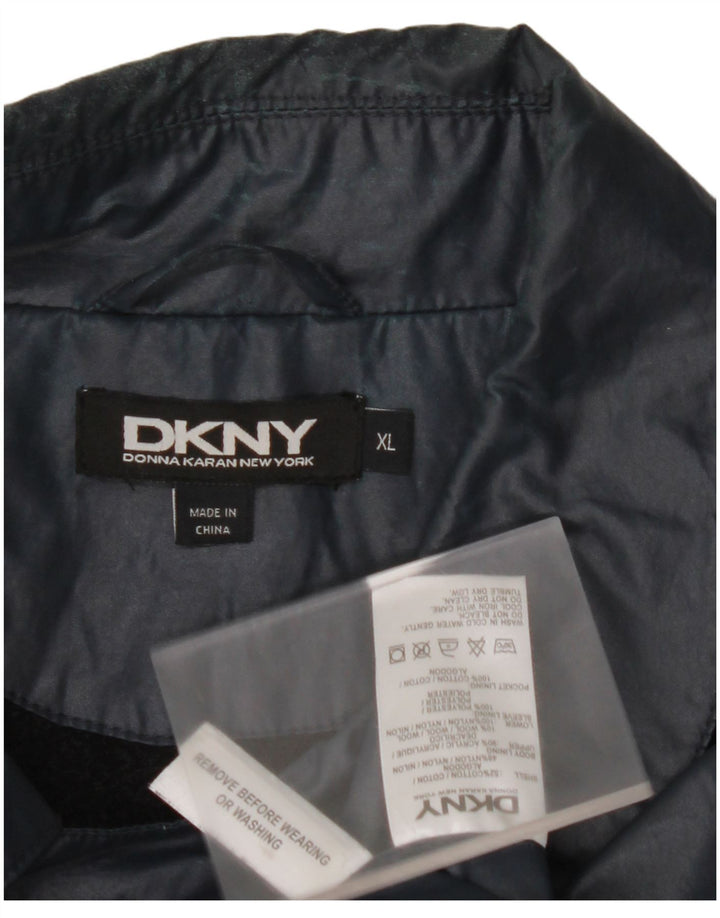 Jaqueta de chuva masculina DKNY UK 42 XL algodão azul marinho