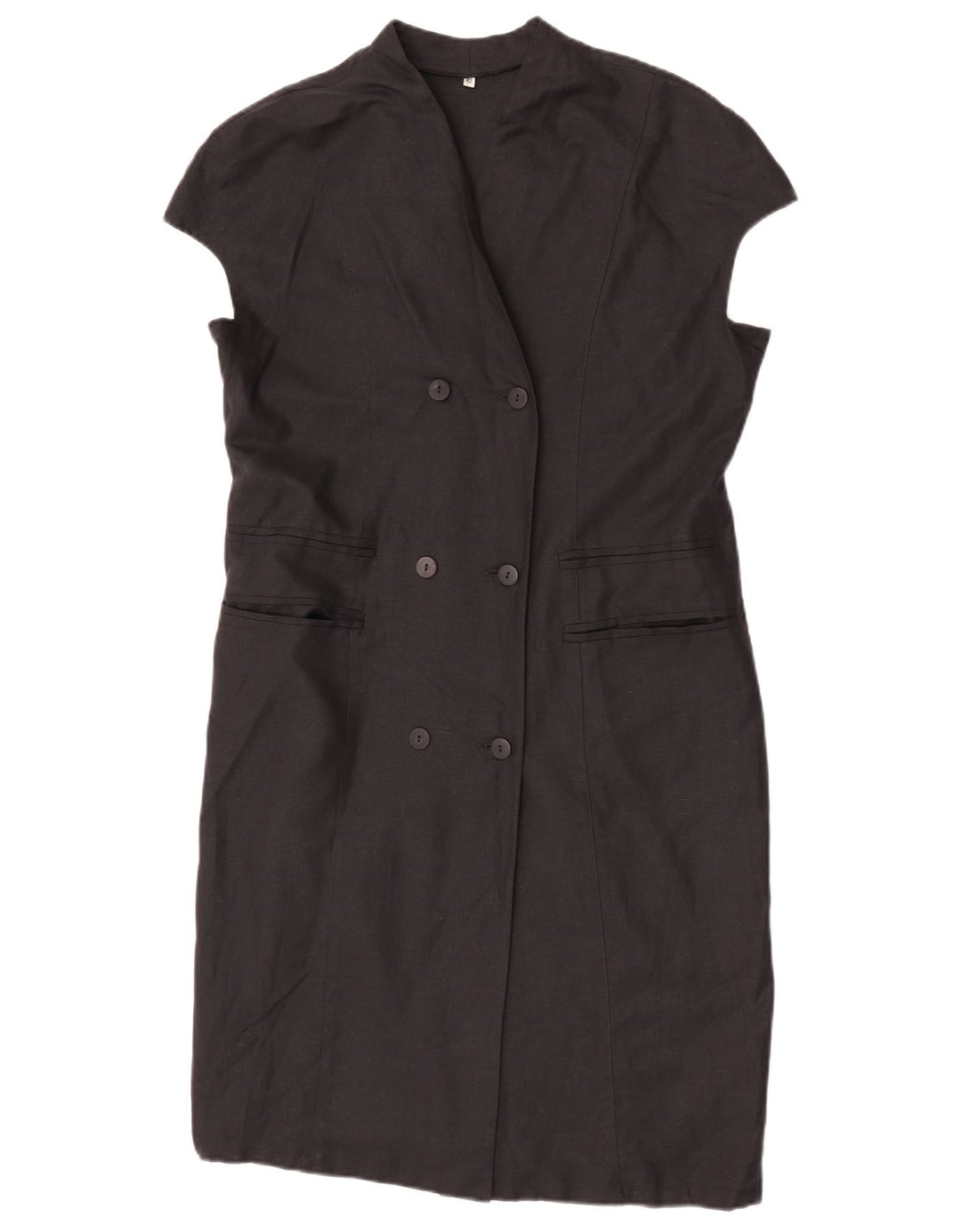 Vestido feminino vintage com bainha dupla breasted UE 42 grande preto