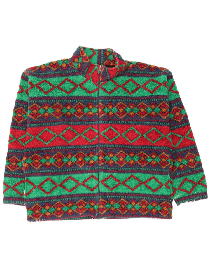 Jaqueta masculina vintage de lã UK 42 XL multicolorida geométrica