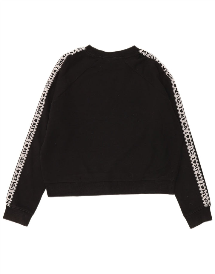 Vans feminino gráfico oversized moletom jumper UK 10 pequeno algodão preto