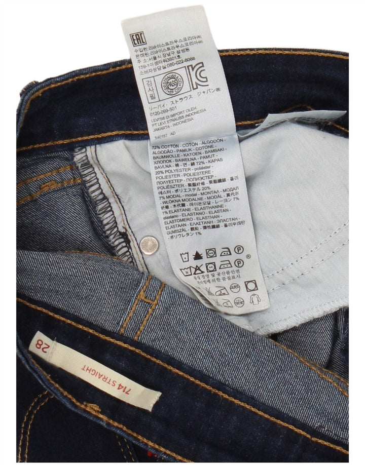 Calça jeans feminina Levi's 714 Straight W28 L30 azul marinho algodão