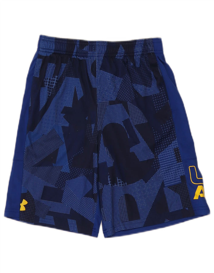Shorts esportivos gráficos Under Armour Boys 9-10 anos médio azul geométrico