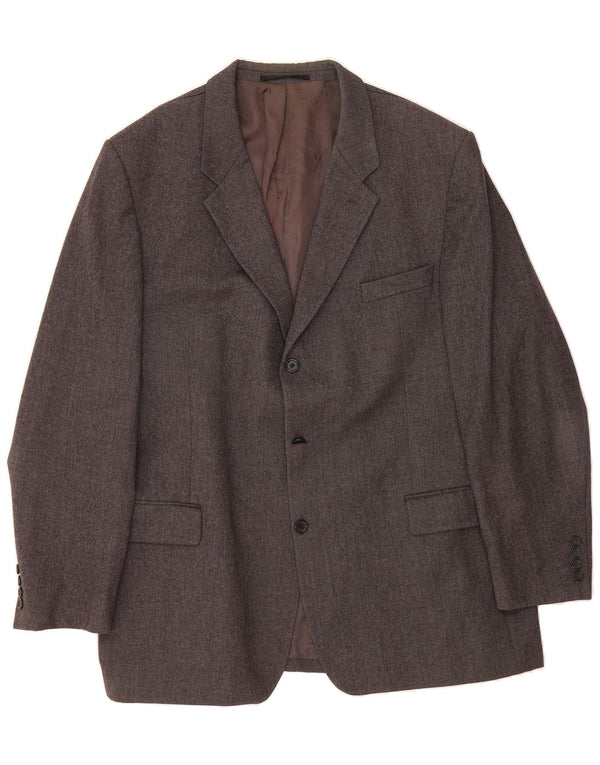 DANIEL HECHTER Jaqueta blazer masculina de 3 botões Reino Unido 44 2XL lã virgem cinza