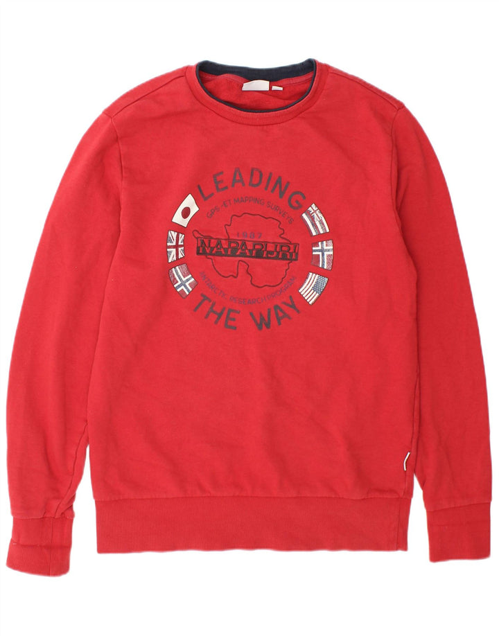 Suéter gráfico masculino Napapijri de algodão vermelho médio