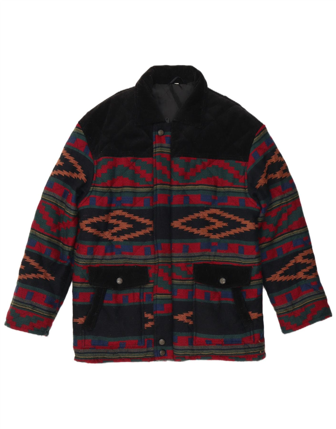 Jaqueta acolchoada masculina VINTAGE UK 40 grande geométrica multicolorida