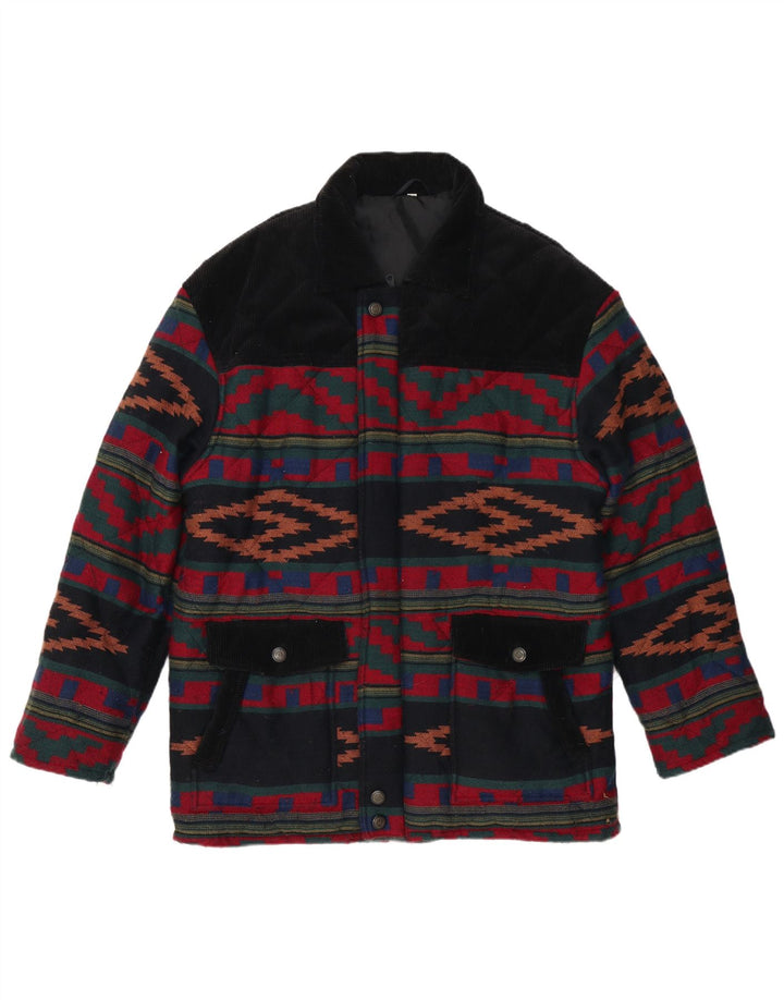Jaqueta acolchoada masculina VINTAGE UK 40 grande geométrica multicolorida