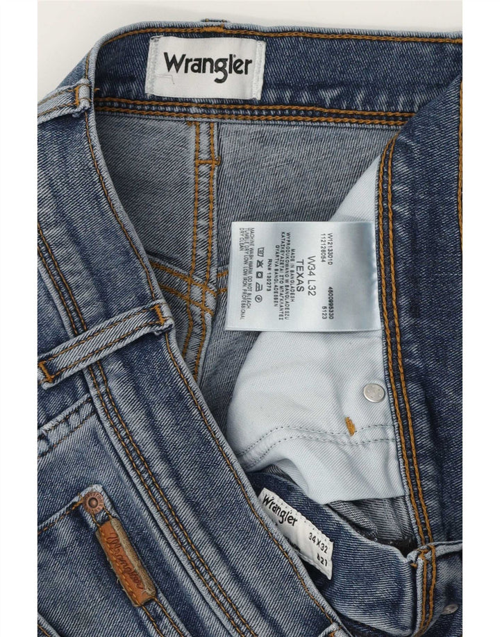 Wrangler Masculino Texas Straight Jeans W34 L32 Azul Algodão