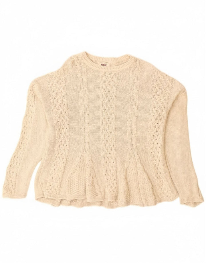 Suéter feminino Sisley Relaxed Elegance com gola redonda Reino Unido 14 médio bege