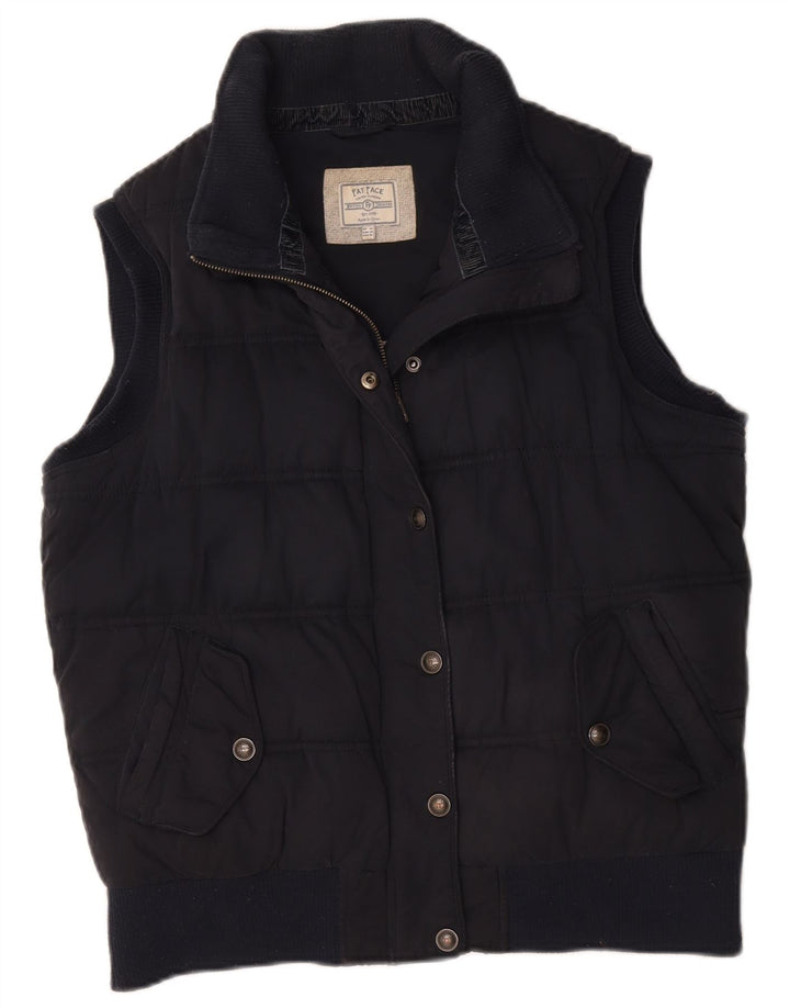 Gilet acolchoado feminino Fat Face UK 14 grande poliéster azul marinho