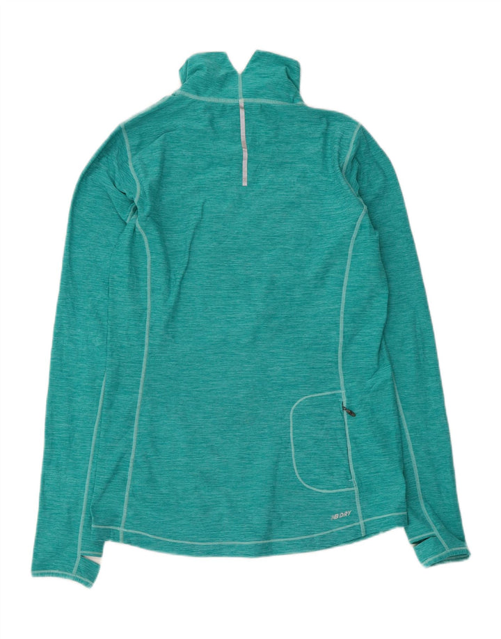 Pulôver feminino New Balance com zíper e gola alta para treino UK 12 verde médio