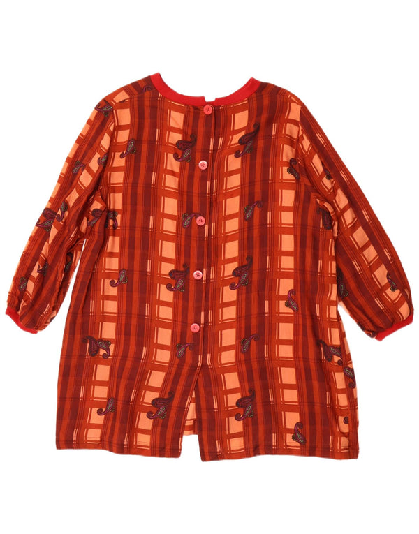 Blusa feminina vintage manga 3/4 Reino Unido 18 XL vermelho Paisley