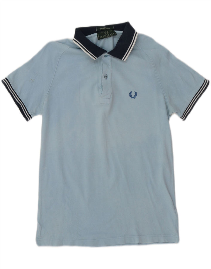 Camisa polo masculina de rugby Fred Perry algodão listrado azul médio
