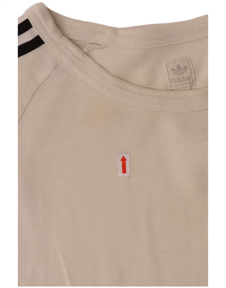 ADIDAS Mens Graphic T-Shirt Top Grande Off White Algodão