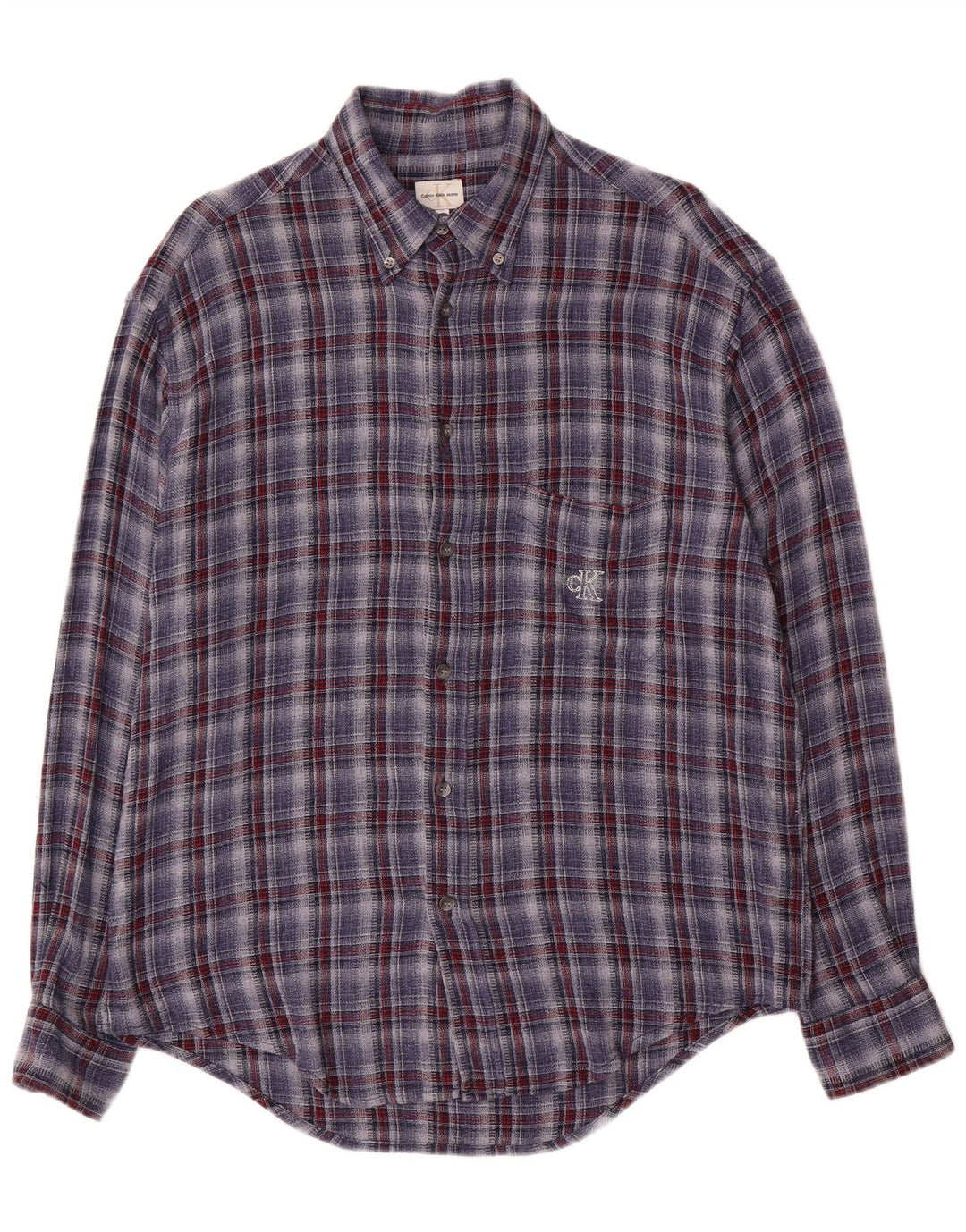 Camisa masculina de flanela Calvin Klein Jeans grande xadrez azul