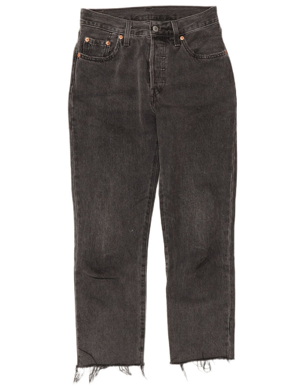 Calça jeans feminina Levi's 501 High Rise Straight W25 L26 algodão cinza