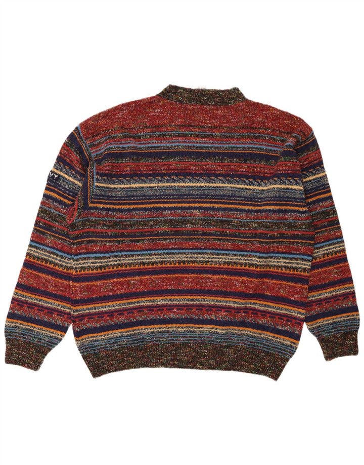 Suéter masculino Silvy com gola redonda IT 56 2XL lã listrada multicolorida