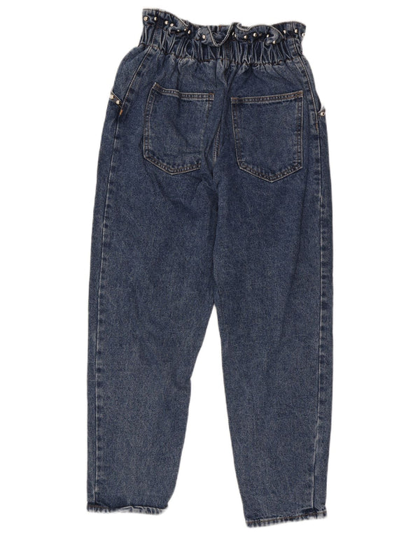 Jeans feminino vintage cintura alta cortado grande W32 L25 algodão azul