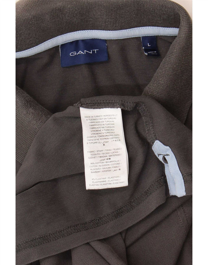 Camisa polo masculina Gant grande algodão cinza