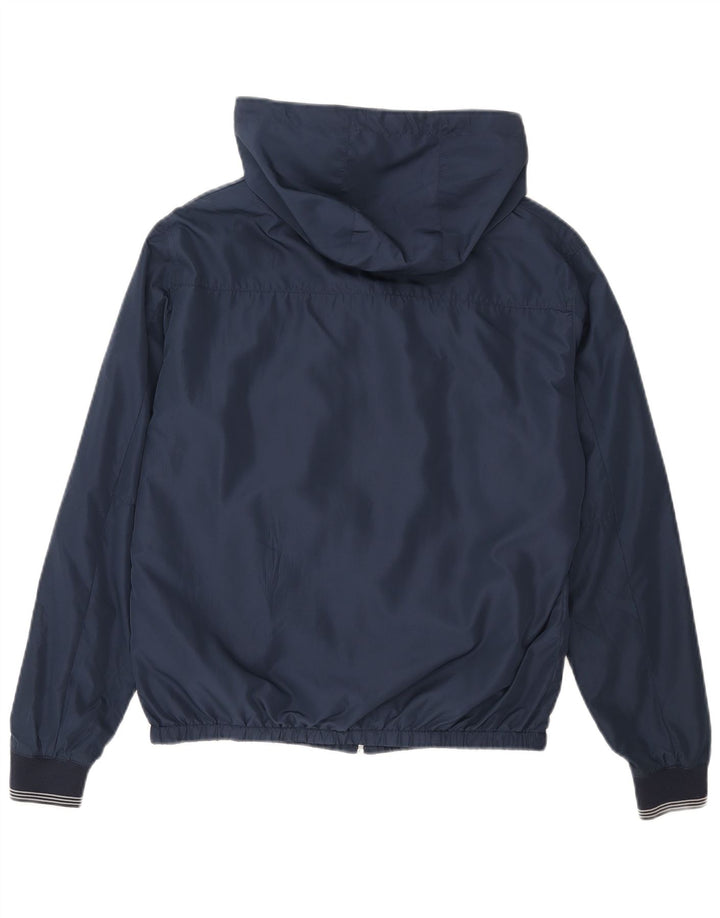 Jaqueta bomber masculina com capuz Zara UK 38 poliéster azul marinho médio