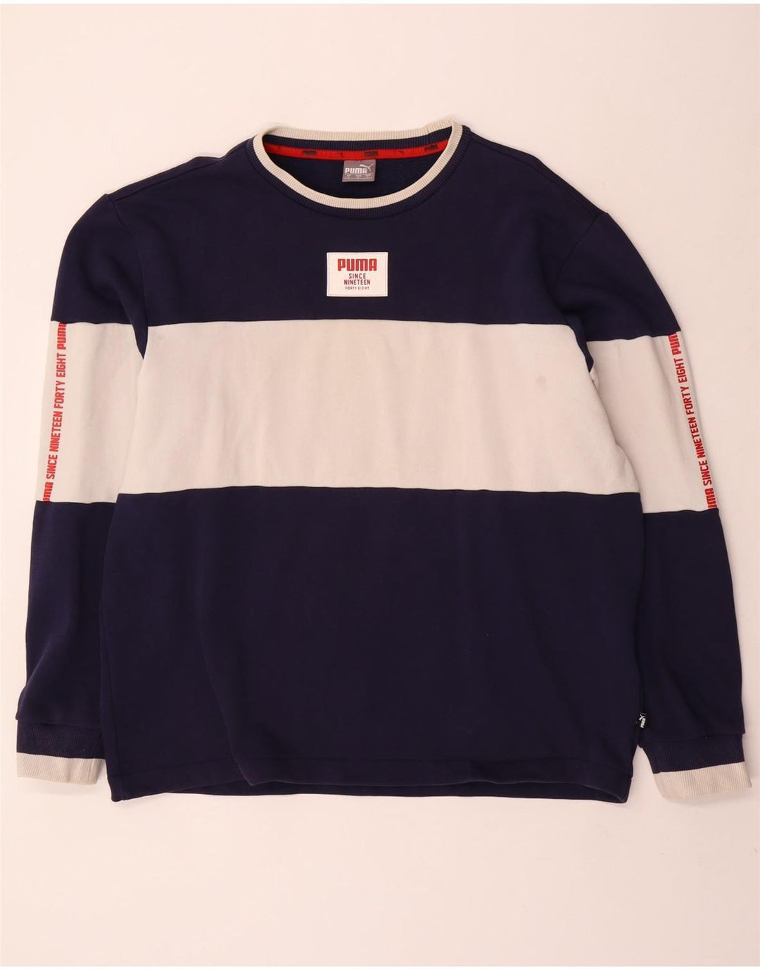 Puma moletom gráfico masculino jumper grande algodão colorblock azul marinho