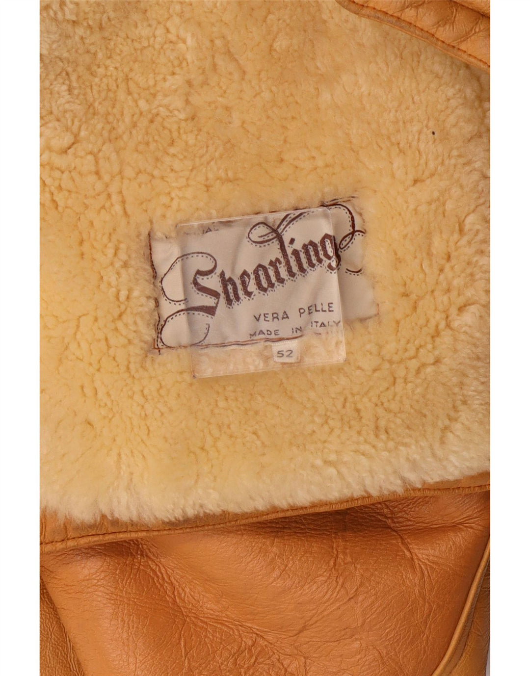 Jaqueta masculina vintage de shearling IT 52 XL marrom shearling