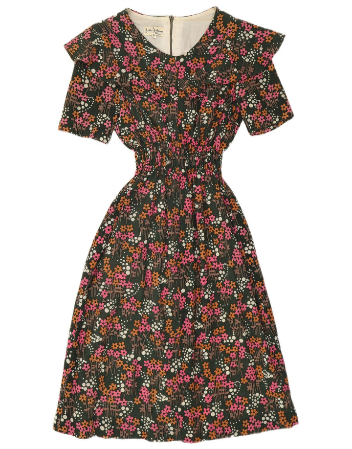 Vestido maxi feminino vintage IT 42 verde médio floral