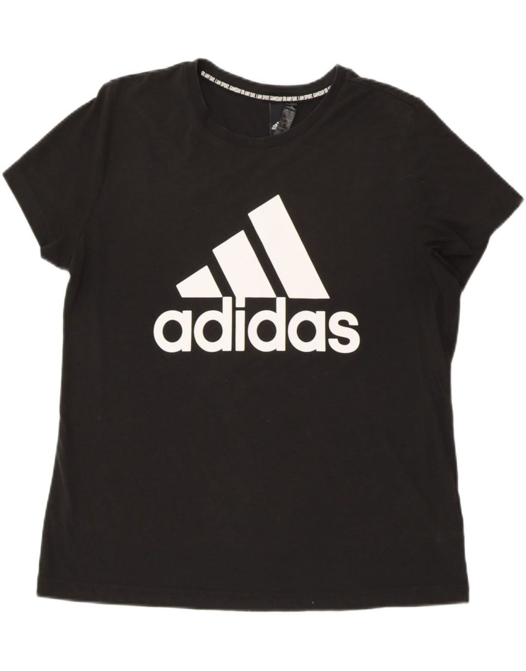 Camiseta feminina ADIDAS com estampa gráfica UK 20/22 XL algodão preto