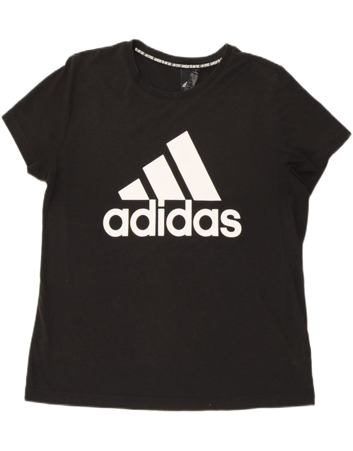 Camiseta feminina ADIDAS com estampa gráfica UK 20/22 XL algodão preto