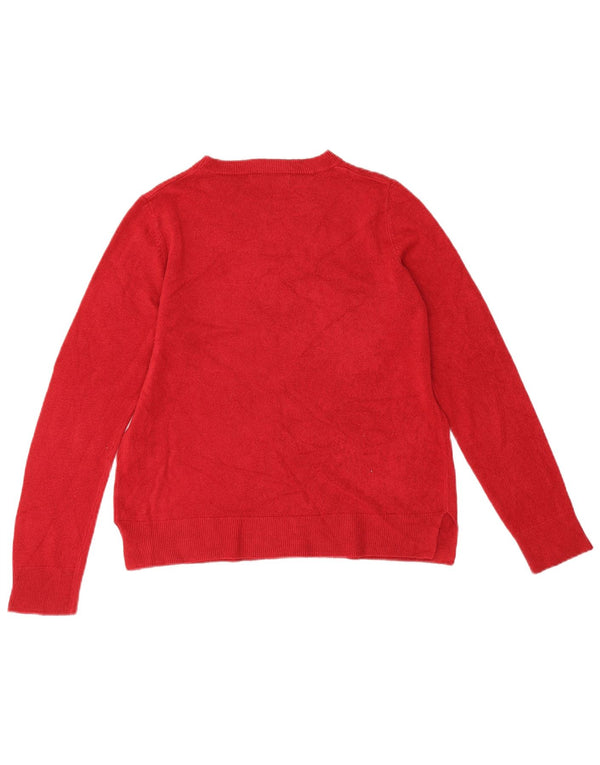 Suéter feminino Marks & Spencer com gola canoa Reino Unido 14 acrílico vermelho médio