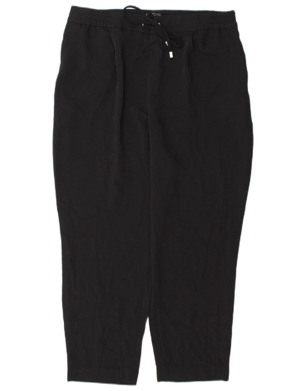 Calça feminina Zara cintura alta cortada grande W30 L25 poliéster preto