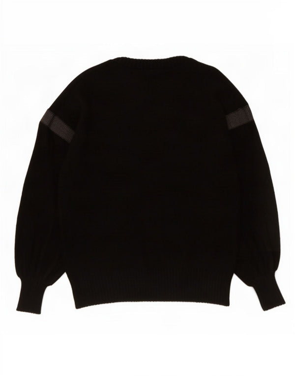 Suéter feminino vintage com gola redonda IT 42 médio preto geométrico